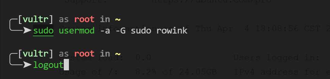 新增用户代替root用户-授予用户管理员权限